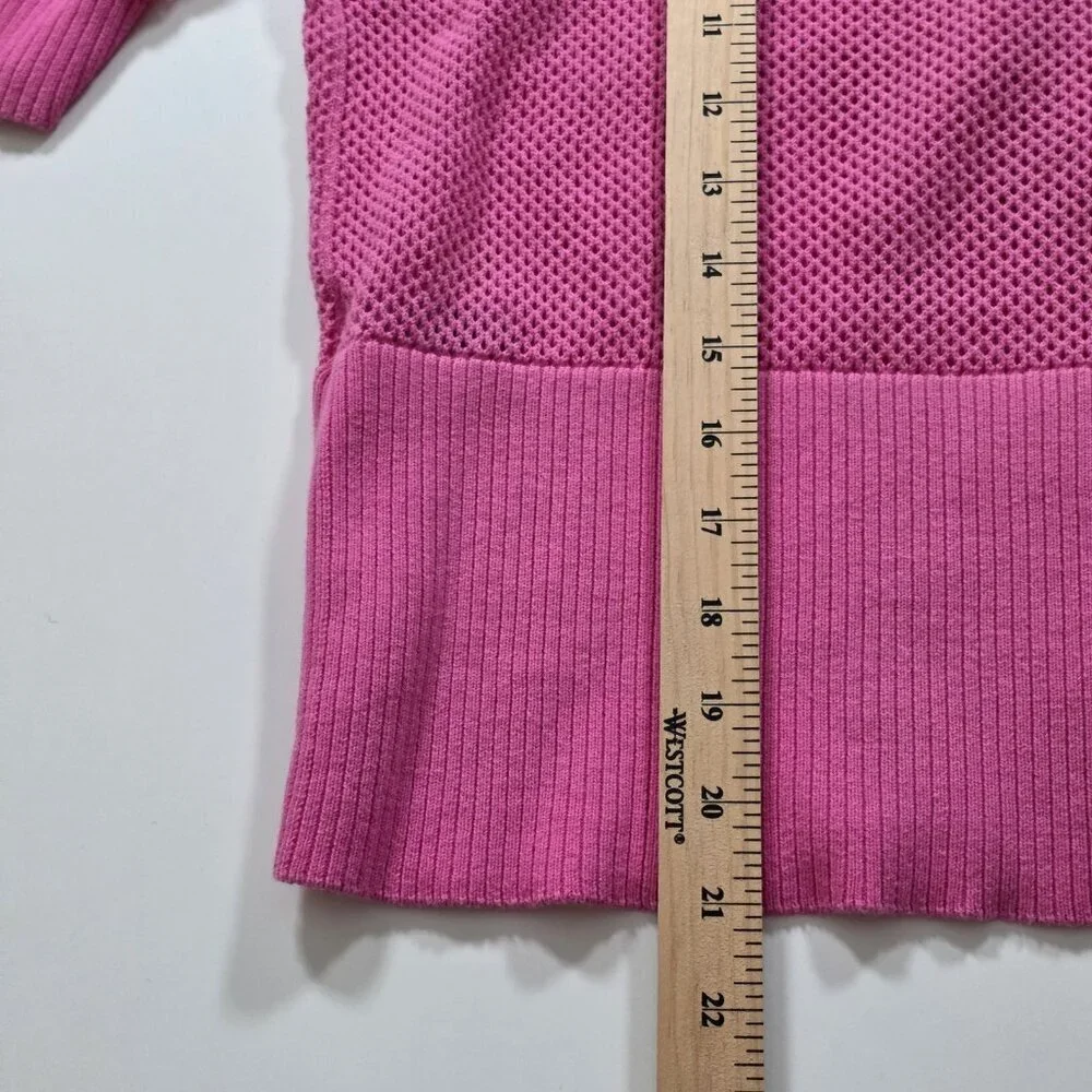 Bianca Nygard Cardigan Womens XL Hot Pink SS Button Up Round Neck Boho Open Knit